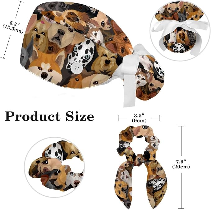 Adjustable Brown Dachshund Dog Blue Surgical Scrub Cap - Image 2