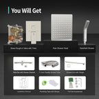 SR SUN RISE Shower System with 10" Rain Showerhead, Square Handheld Showerwith - Image 9