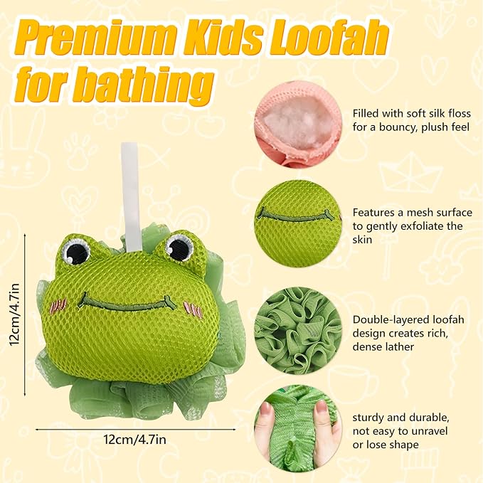 Kids Loofah, Cute Cartoon Animal Kids Bath Sponge - Image 5