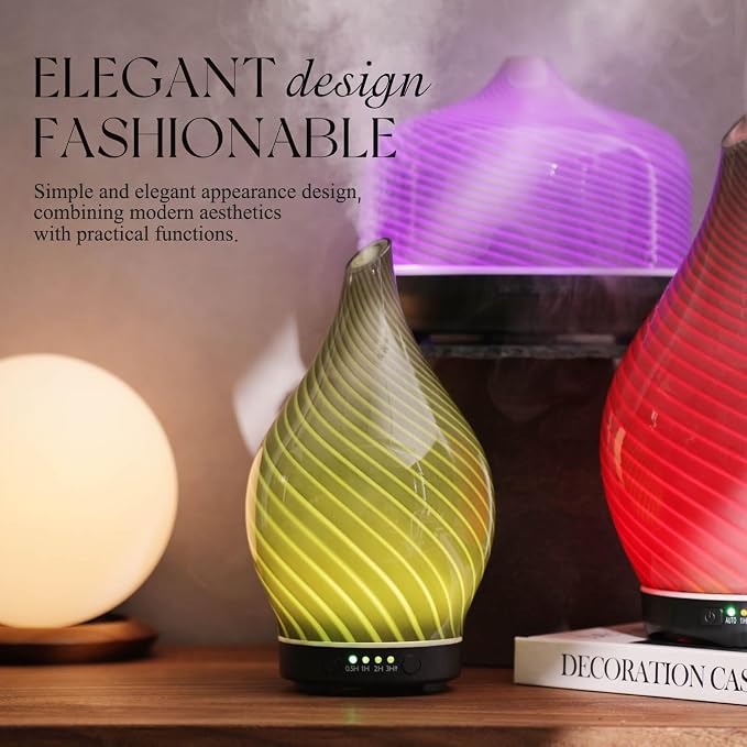 Porseme 150ml Essential Oil Diffuser Glass Color Changing Aroma Air Diffusers - Image 4