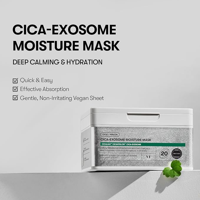 VT COSMETICS Cica-Exosome Moisture Mask 20 Sheets, Centella Asiatica & - Image 2