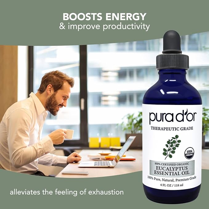 PURA D'OR Organic Eucalyptus Essential Oil 100% Pure & Natural Therapeutic Grade - Image 4