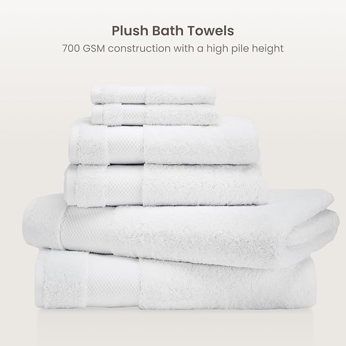 BIOWEAVES 100% Organic Cotton 700 GSM Plush 6-Piece Towel Set GOTS Certified - Image 2