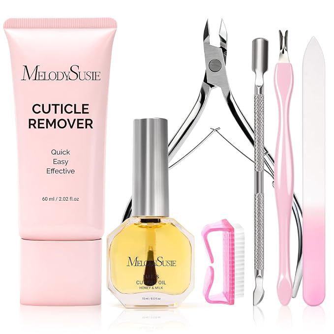 MelodySusie Cuticle Remover Kit, 60g Cuticle Remover Cream 15ML Cuticle Oil by MelodySusie
