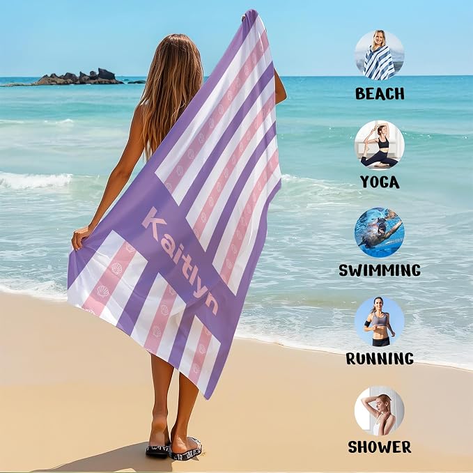 JML Custom Beach Towel with Name, Personalized Microfiber Beach Towel with Name - Image 6