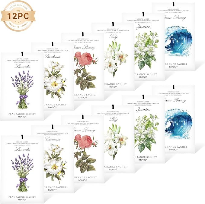 MYARO 12 Pack Assorted Floral Scented Sachets - Image 5