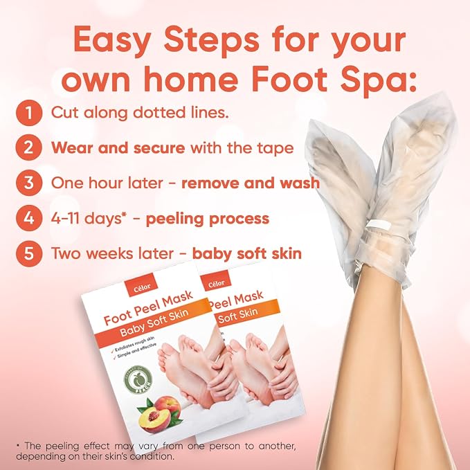 CÉLOR Foot Peeling Mask for Dry Cracked Feet | Foot Mask to Exfoliate Rough - Image 3
