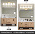 FonmYim Gold Bathroom Light Fixtures, 5-Light Modern Vanity Light Over Mirror - Image 6