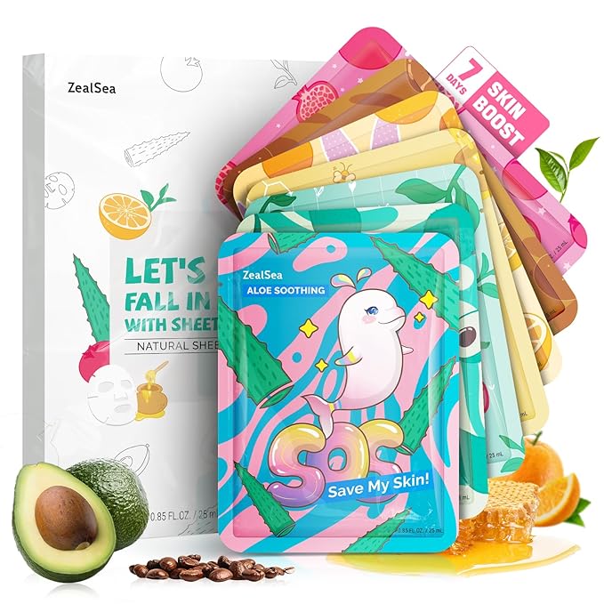 ZealSea Face Masks Skincare for Women, Variety 7Days Facial Sheet Mask Set for by ZealSea