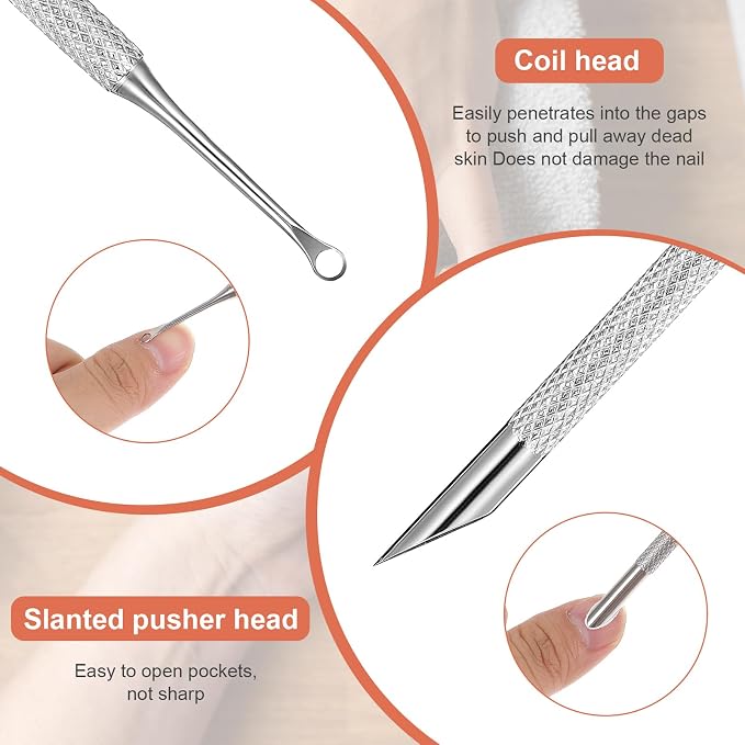Cuticle Pusher and Cutter Remover, Professional Dual-Ended Stainless Steel Nail - Image 3