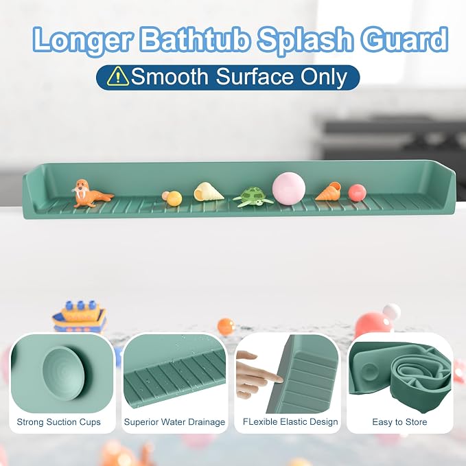 Splash Guard for Bathtub, Silicone Bathtub Water Guard for Tub Kids, Bath Tub - Image 4