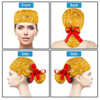 Scrub Caps Women Bouffant Scrub Caps, Adjustable Working Cap Ponytail Pouch Tie - Image 2