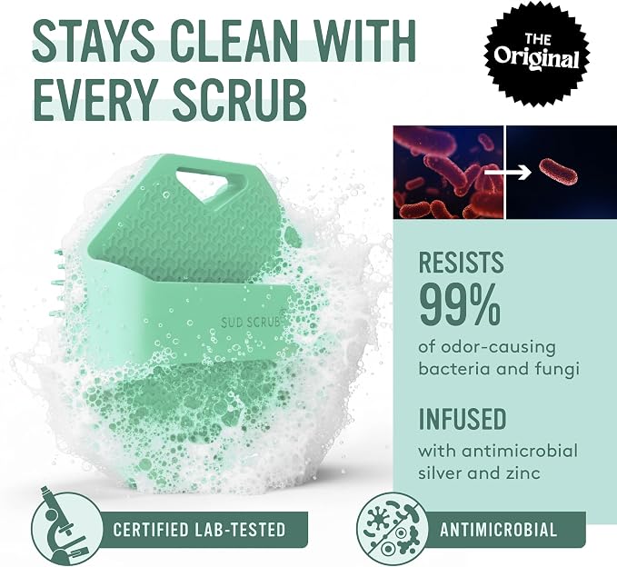 Sud Scrub® Antimicrobial Silicone Body Scrubber, Exfoliating Body Brush - Image 2