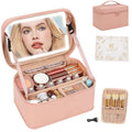 Makeup Bag With LED Mirror, Lightweight Travel Makeup Bag With 3 Color Setting by OCHEAL