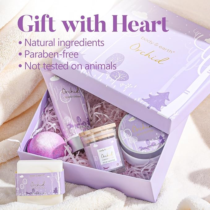 Spa Gifts for Women, Body & Earth 5 Pcs Gifts for Women Orchid Gift Sets - Image 3