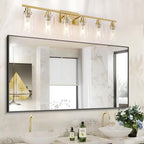 6 Light Gold Bathroom Light Fixtures Brushed Brass Vanity Light Over Mirror - Image 3