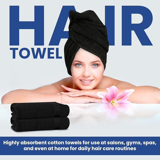 Linteum Textile Supply Luxury Hair Towels 100% Ring Spun Cotton Bleach Proof - Image 5