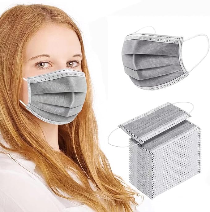 100PCS Masks Grey Disposable Face Mask 3 Ply Breatherable Face Masks - Image 7