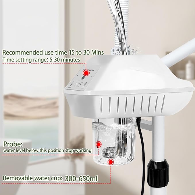 Professional Facial Steamer for Deep Hydration, 2in1 Ozone Face Steamer - Image 3