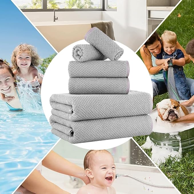 CASA COPENHAGEN Popcorn 6Pcs 100% Egyptian Cotton Large Designer Towels Gift - Image 5