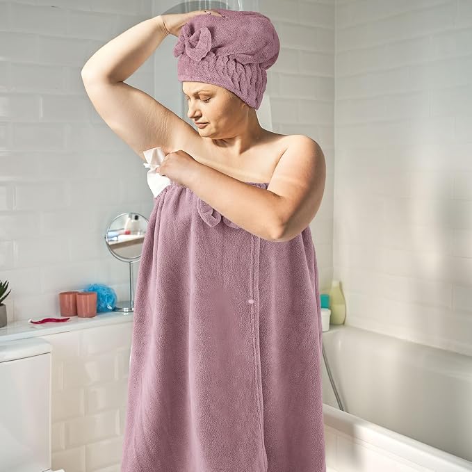 Xtinmee 2 Sets Plus Size Womens Wrap Towel - Image 7