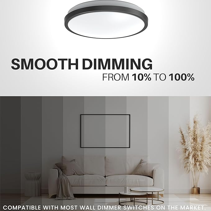 DYMOND 10" Matte Black LED Ceiling Light Flush Mount Lighting Fixture Dimmable - Image 4