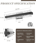 Black LED Bathroom Vanity Light, 24.4 Inch 15W Modern Dimmable Bathroom Light - Image 7