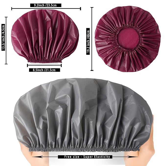 Jumbo Size Shower Cap 2 PCS Waterproof Shower Caps - Image 4