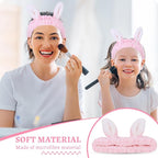 Cute pink Rabbit Ears Headband Frog Eye Elastic to Wash Face - Image 6