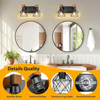 2-Light Farmhouse Bathroom Light Fixtures Over Mirror, Rustic Wood Vanity Lights - Image 3