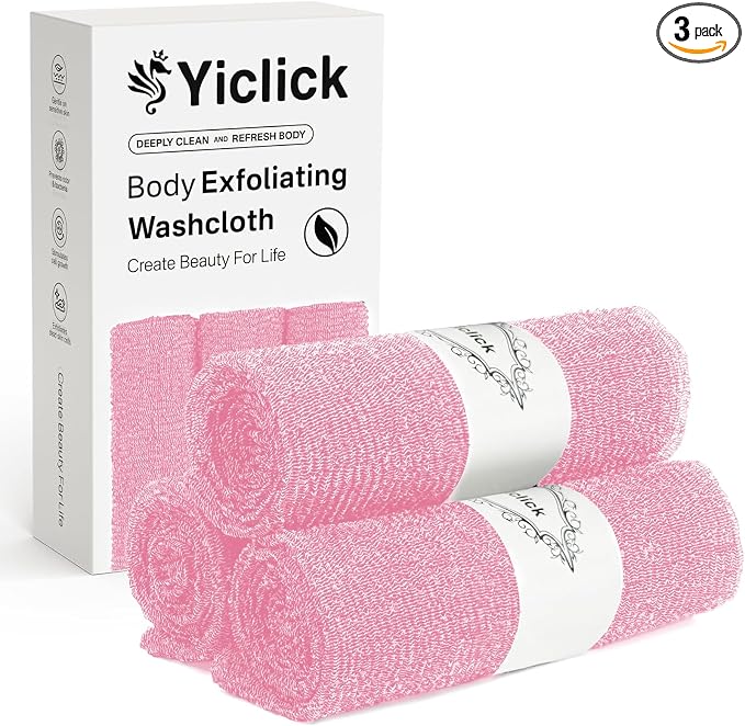 Yiclick Exfoliating Washcloth Towel- Exfoliating Body Scrubber Exfoliator by YiclickCreateBeautyforLife