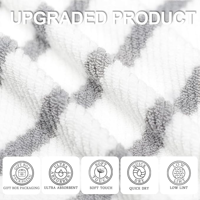 Grey and White Bath Towels - Image 2