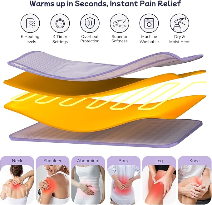 Heating Pad for Period Cramps, Upgraded Wrap Heating Pad for Back Pain Relief - Image 2