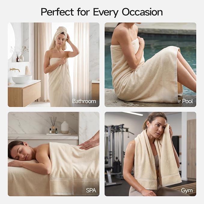 ecolook Bath Towels Set of 4, 100% Cotton, 27 x 55 Inches, Quick-Drying & - Image 8