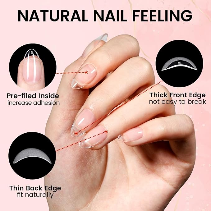 AILLSA Nail Extension Kit Short Almond Nail Tips 240pcs - Image 6