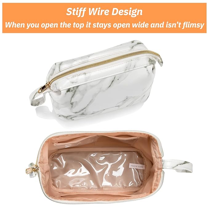 OCHEAL Small Marble Makeup Bag, Small Cosmetic Bags - Image 4