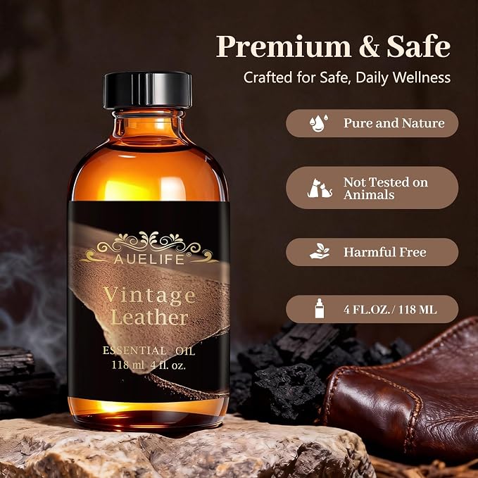 Auelife 4oz Vintage Leather Men Essential Oils - Image 2
