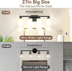 4-Light Bathroom Light Fixtures, Matte Black Light Fixture, Classic Wall Light - Image 6