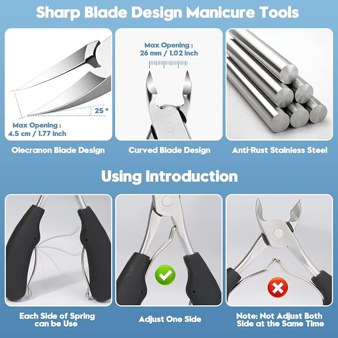 Modacraft 8 PCS Podiatrist Toenail Clippers, Professional Heavy Duty Ingrown & - Image 3