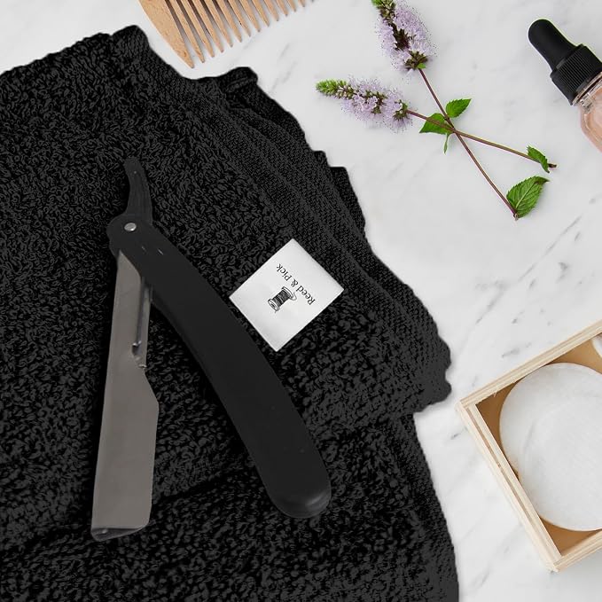 Reed&Pick 24 Pack Black Hand Towels 100% Cotton Spa Towels 16x26 inches Highly - Image 7