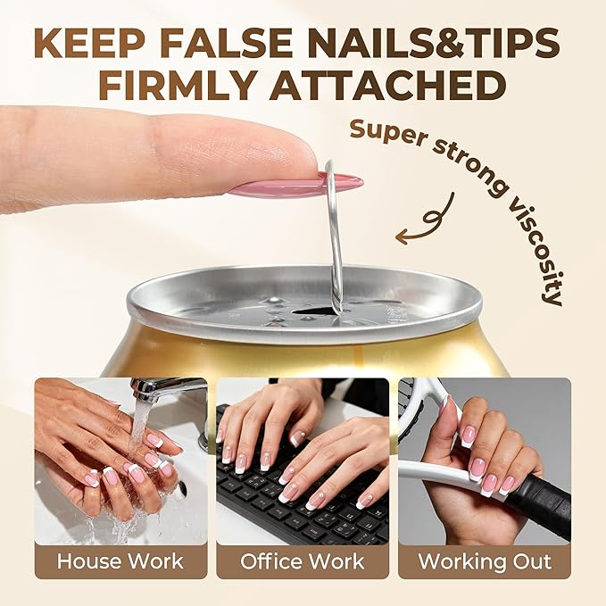 UNA GELLA 9 in 1 Gel Nail Glue for Clear Acrylic Nails Tips 2Pcs 10ml Long - Image 3