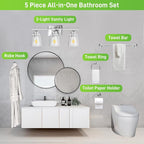 hykolity 3-Light Bathroom Vanity Light, 5-Piece All-in-One Bathroom Set - Image 4