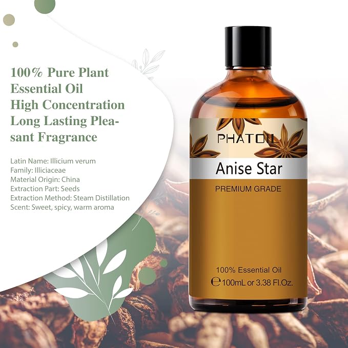 Anise Star 3.38fl.oz Essential Oil, PHATOIL Pure Aromatherapy Oils - Image 2