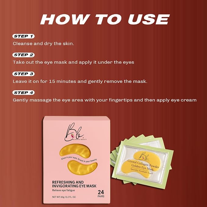 Gold Under Eye Masks – 24 Pairs Collagen & Hydrating Gel Eye Patches - Image 3