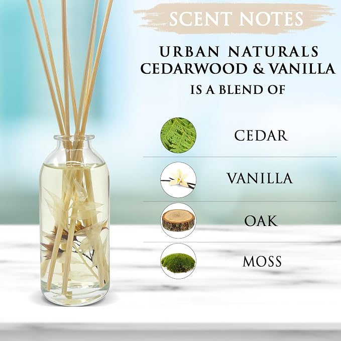Urban Naturals Cedarwood & Vanilla Reed Diffuser Set | Made - Image 4