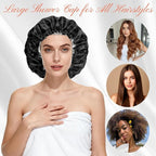 Shower Cap Reusable Double Layer Adjustable Elastic Waterproof EVA Hair Bath - Image 4