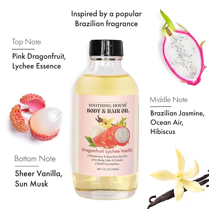 Dragonfruit Lychee Vanilla Body Oil – Hydrating & Nourishing Oil - Image 2