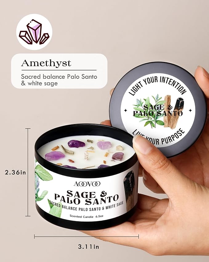 AOOVOO 2 Pack Sage & Palo Santo Candles – Cleansing Candle - Image 5