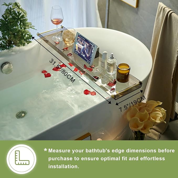 Acrylic Bathtub Tray Caddy, Luxury Bathroom Organizer Tablet Holder SHUNLI - Image 2