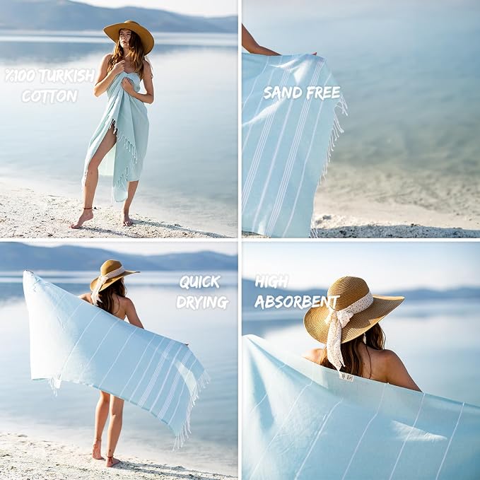 Ray Silver Turkish Beach Towel – 100% Cotton 40x71 Quick Dry Oversized Sand - Image 2